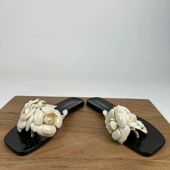 Womens Jeffrey Campbell Floralee Ivory Jelly Thong Flip Flops Sandals Size 8‎ M - Picture 3 of 8
